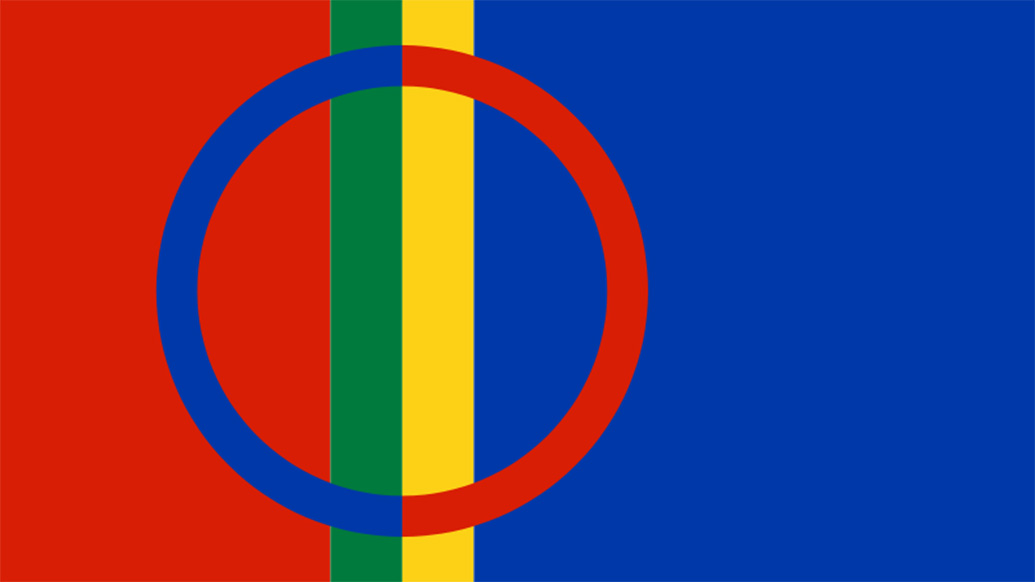 Utsnitt av det samiske flagget.