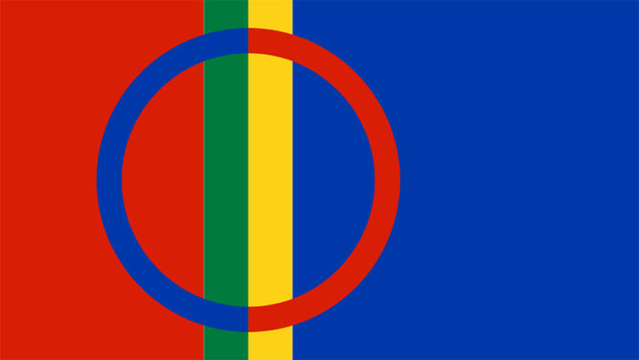 Utsnitt av det samiske flagget.