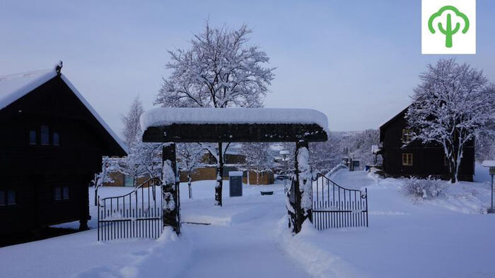 Inngangen til høgskoleanlegget på studiested Lillehammer. 