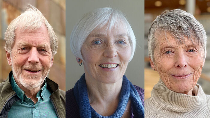 Tre portretter av tre forskere satt sammen til et bilde