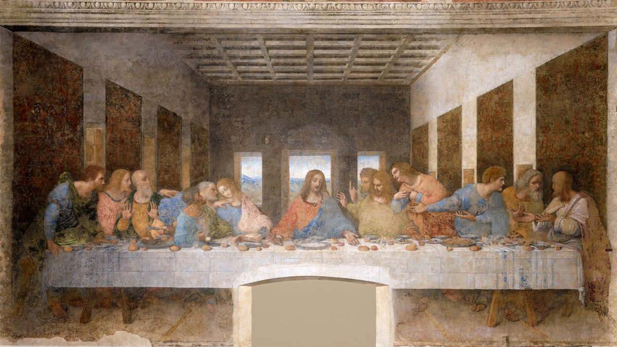 Bildet Nattverden av Jesus med disiplene som spiser det siste måltid