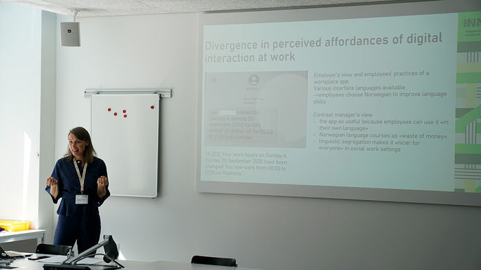 Kristin Vold Lexander holder innlegg på konferansen "Language learning and teaching in digital transformation" i Luzern, Sveits sommeren '23.